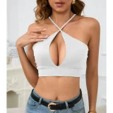 EVE Sexy Cross Halterneck Solid Color Tank Top YMYF-9317
