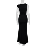 EVE Slash Shoulder Sleeveless Maxi Dress YMYF-9545