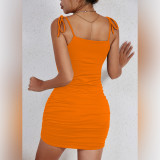 EVE Sexy Solid Color Holes Tie Up Sling Mini Dress YMYF-9261