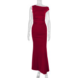 EVE Slash Shoulder Sleeveless Maxi Dress YMYF-9545