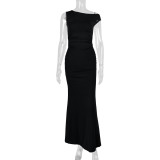 EVE Slash Shoulder Sleeveless Maxi Dress YMYF-9545