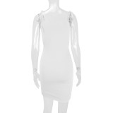 EVE Sexy Solid Color Holes Tie Up Sling Mini Dress YMYF-9261