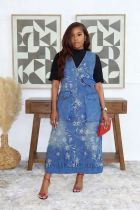 EVE Embroidered Jacquard Denim Midi Dress GYLN-9270
