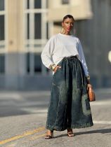 EVE Plus Size Retro Patchwork Wide-Leg Jeans GYLN-2532