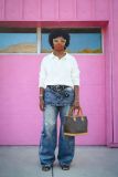 EVE Plus Size Retro Faux Two-piece Micro Flared Jeans GYLN-4899