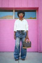 EVE Plus Size Retro Faux Two-piece Micro Flared Jeans GYLN-4899