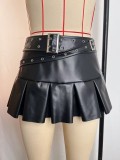 EVE Sexy Pleated PU Leather MIni Skirt GPBY-SK765