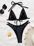 EVE Solid Color Tie Up Bikinis Two Piece Swimsuit CASF-6651