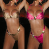 EVE Sexy Backless Halterneck Tie Up Bikinis Set CASF-6786