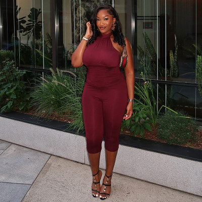 EVE Sleeveless Backless Seven-Tenths Jumpsuit MXBF-J25JP492