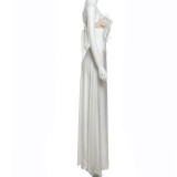 EVE Backless Sequin-Tie Top Split Solid-Color Skirt Set XEF-K24S59873