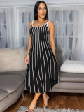 EVE Stripe Patchwork Loose Backless Midi Dress SFY-629