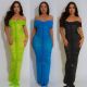 EVE Mesh Ruched Off Shoulder Maxi Dress GTYZ-7555