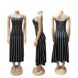 EVE Stripe Patchwork Loose Backless Midi Dress SFY-629