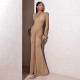 EVE Long Sleeve Solid Color Maxi Dress XEF-K25D78502