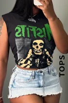 EVE Letter Print Sleeveless Loose Tank Top GYZY-8827