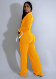 EVE Color Block Tie Up Long Sleeve Jumpsuit SFY-2794
