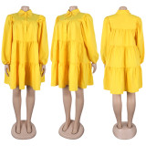EVE Plus Size Long Sleeve Solid Color Shirt Dress GTYZ-7474