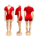 EVE Deep V Neck Solid Color Romper SFY-829