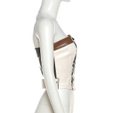 EVE Color Block Wrap Chest Slim Tops XEF-K23L31173