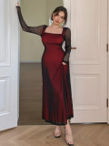EVE Mesh Sleeve Square Neck Maxi Dress GZJF-10203