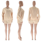 EVE Solid Color Long Sleeve Sweatshirt Short Suit SSNF-211256