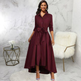 EVE Solid Color Long Sleeve Maxi Dress SMR-12134