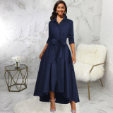 EVE Solid Color Long Sleeve Maxi Dress SMR-12134