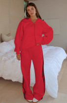 EVE Solid Color Zipper Hooded Coat Pants Suit SSNF-211513