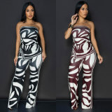 EVE Print Wrap Chest Loose Two Piece Pants Set GTYZ-7496