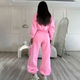 EVE O Neck Solid Color Sweatshirt Loose Pants Set SSNF-211471