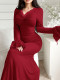EVE Lace Patchwork V Neck Maxi Dress GZJF-10202