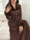 EVE Fur Collar Patchwork Long Sleeve Maxi Dress GZJF-10209