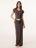 EVE V Neck Short Sleeve Tops Long Skirts 2 Piece Set GZJF-1420