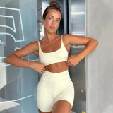 EVE Backless Sling Tank Top Sport Two Piece Shorts Set SSNF-211300