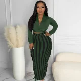 EVE Long Sleeve Tie Up Tassel Two Piece Pants Set ZDF-31302