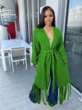 EVE Solid Color Tassel Sweater Coats TR-1220