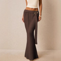 EVE Sexy Solid Color Knits Long Skirt GZJF-6636