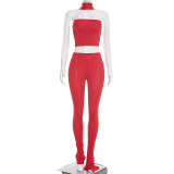 EVE Solid Color Wrap Chest Top Two Piece Pants Set GDSF-D25ST541