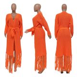 EVE Solid Color Tassel Sweater Coats TR-1220