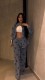 EVE Beaded Flower Sequin Straight Jeans WXHY-XHU5015