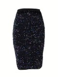 EVE Fashion Sequin Slim Half Body Skirts ZDF-31388