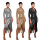 EVE Solid Color Tassel Sequin Coats TR-1215