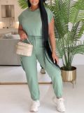 EVE Solid Color Casual Tops Two Piece Pants Set ZDF-31356