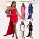 EVE Solid Color Tube Top Trailing Mini Dress HNIF-001
