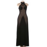 EVE Mesh Patchwork See Through Maxi Dress GZJQ-K25D90458