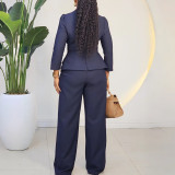 EVE Plus Size Lapel Neck Long Sleeve Wide Leg Jumpsuit GMLF-3357