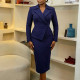 EVE Plus Size Solid Color Long Sleeve Midi Dress GATE-615