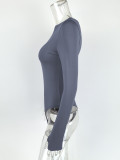 EVE Long Sleeve Tight Solid Bodysuit GZJF-12029