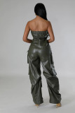 EVE Plus Size Off Shoulder PU Leather Jumpsuit GHXF-HX0395
